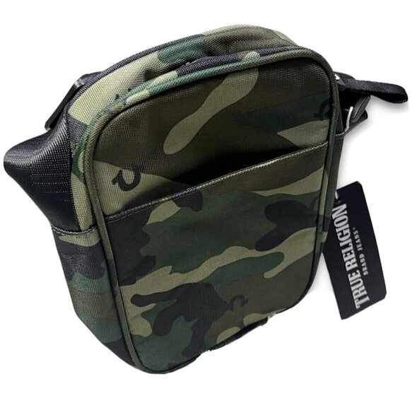 True Religion Crossbody Bag Camo Signature Woven Frank Concert Ticket Patch New - Picture 3 of 7